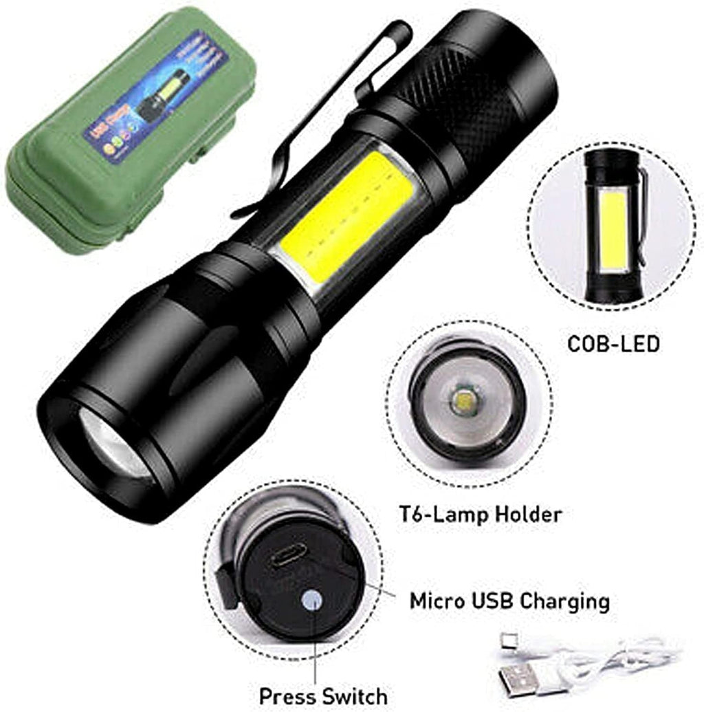 Rechargeable COB Flashlight || Clearance Sale