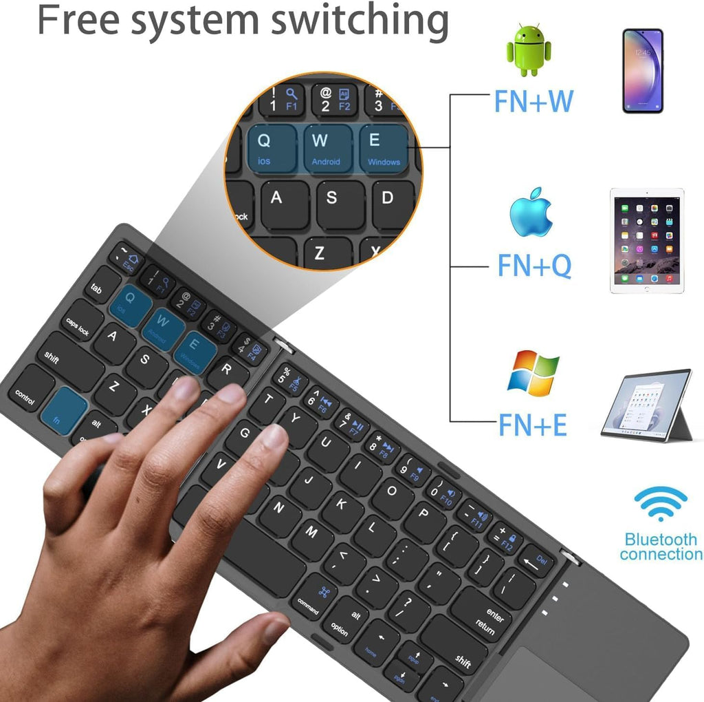 Compro™ Mini Foldable Bluetooth Keyboard with FREE Mobile Phone Holder