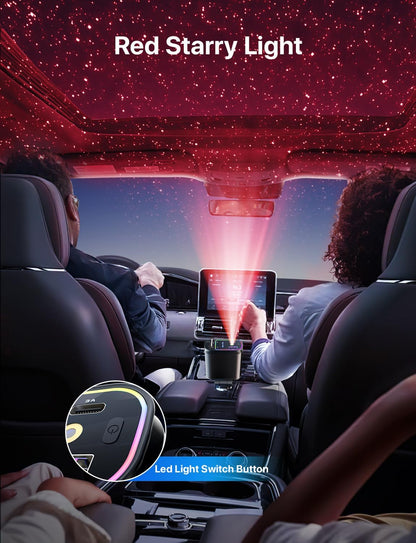 4 in 1 Retractable Car Charger with Starlight Roof Light