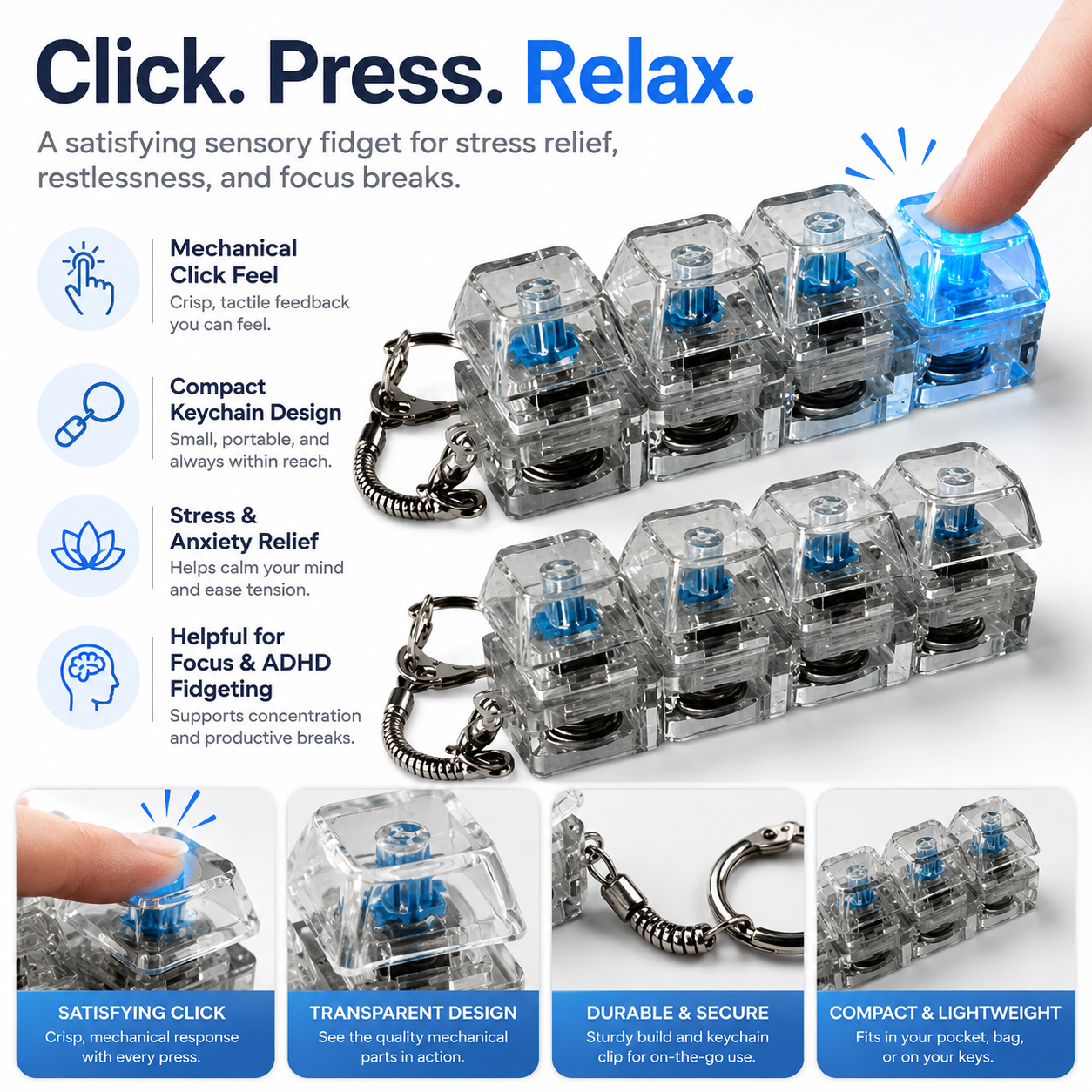 Mini Keyboard Fidget Keychain