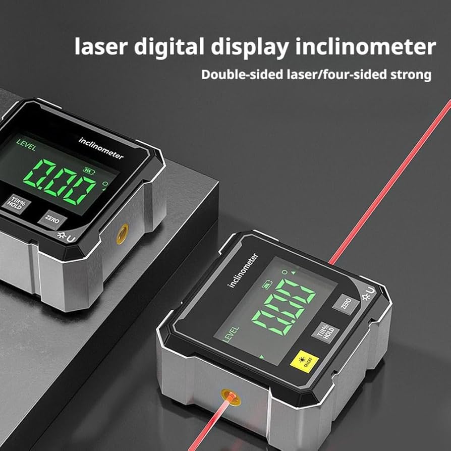 Digital Angle Finder with Electronic Laser - 4-Side Strong Magnetic Angle Gauge, Magnetic Electronic Level Angle Finder Tool Protractor Inclinometer Woodworking Tools for Table Saw,Construction