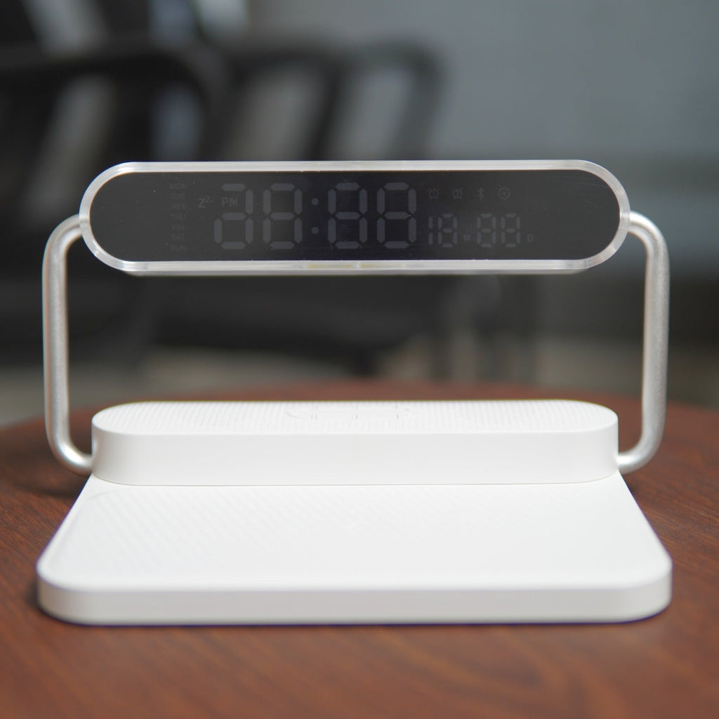 4 in 1 Wireless Charger with Bluetooth Speaker, Clock Display & Night Light