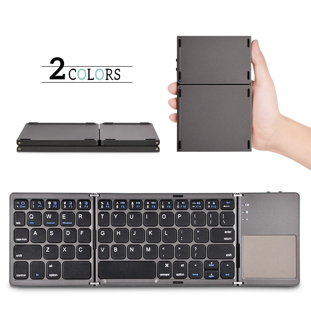 Compro™ Mini Foldable Bluetooth Keyboard with FREE Mobile Phone Holder