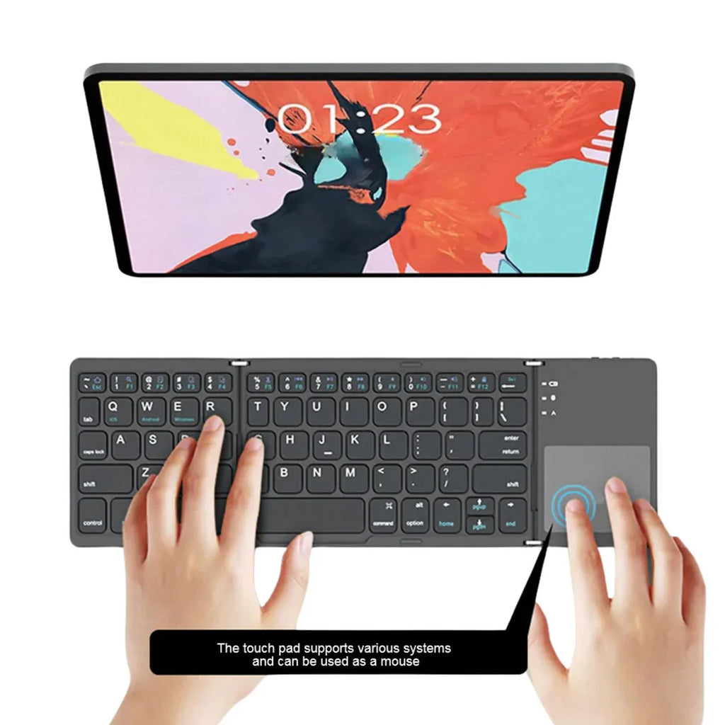 Compro™ Mini Foldable Bluetooth Keyboard with FREE Mobile Phone Holder