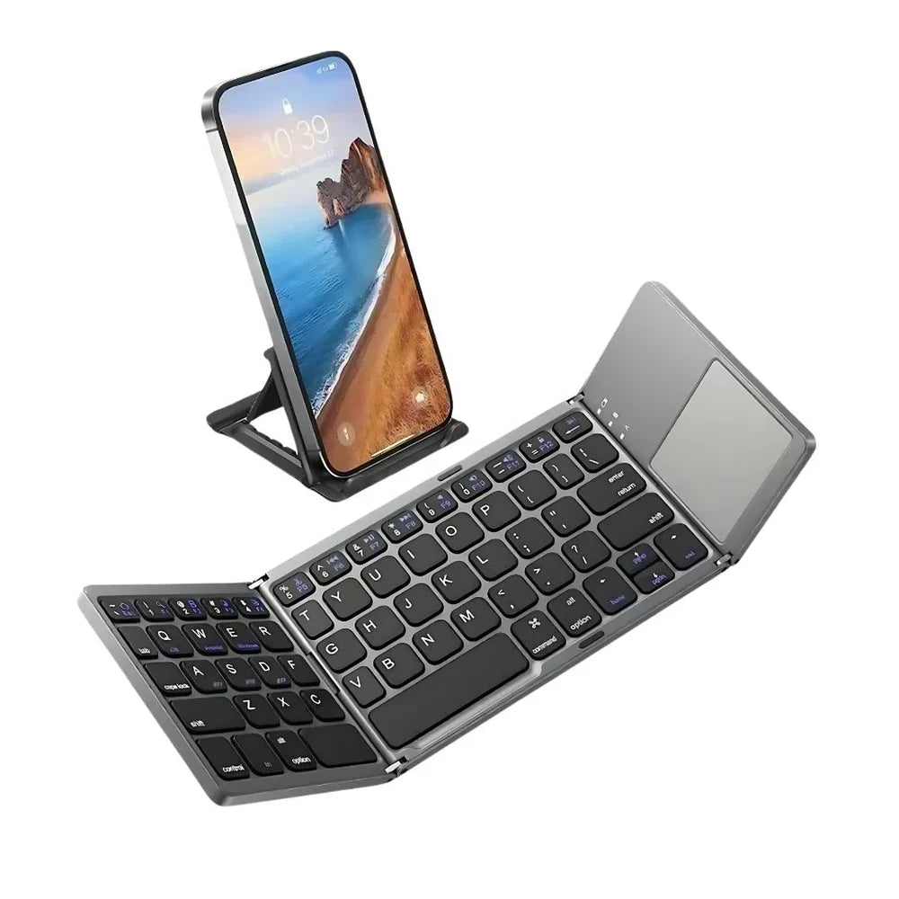 Compro™ Mini Foldable Bluetooth Keyboard with FREE Mobile Phone Holder